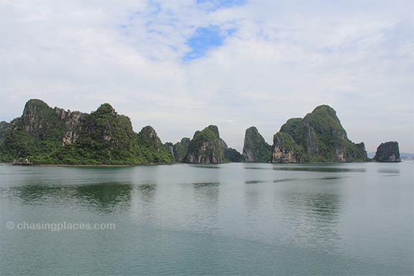 Limestone outcroppings on the way to Halong City