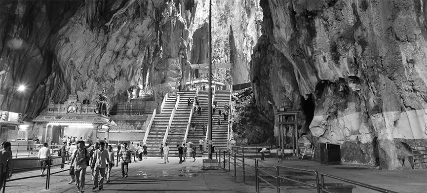 The cavernous interior of Cathedral Cave, one of the Batu Caves