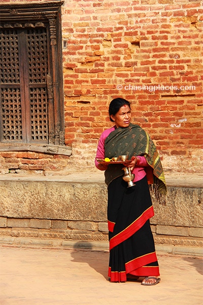 A resident of Bhakatpur within Durbar Square