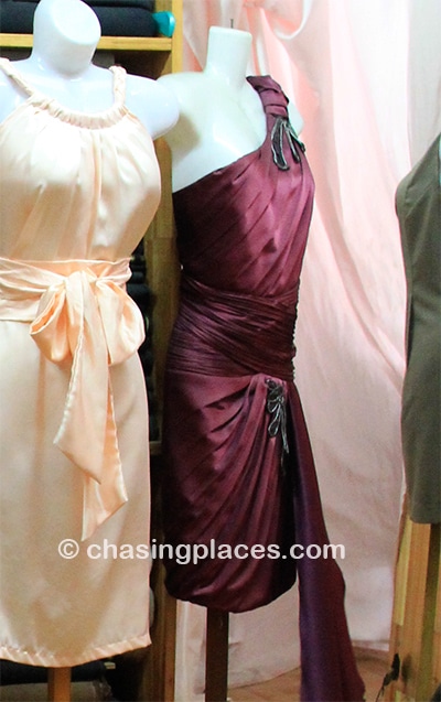 Sample dresses at a tailors in Hoi An