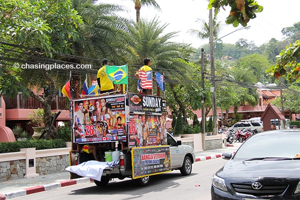 Be prepared for music belting from vehicles such as this as you ride around Phuket Island.