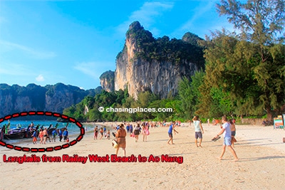 Longtails from Railay West Beach to Ao Nang, Railay Beach