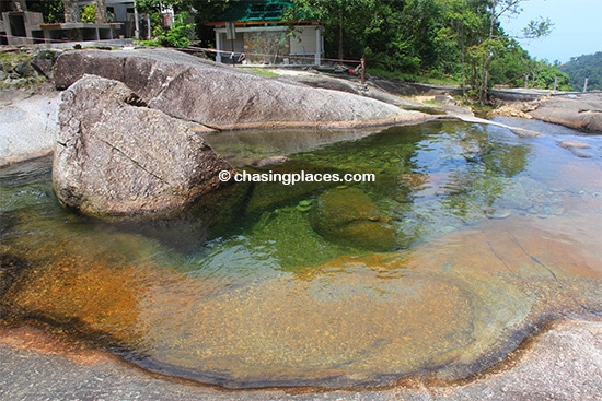 One of the clear pools making up the Seven Wells Waterfalls Langkawi