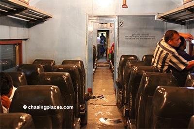 The second class cabin for the trip from Kandy to Galle