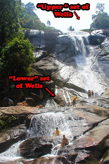 The upper set of falls is above the falls shown in the photo above