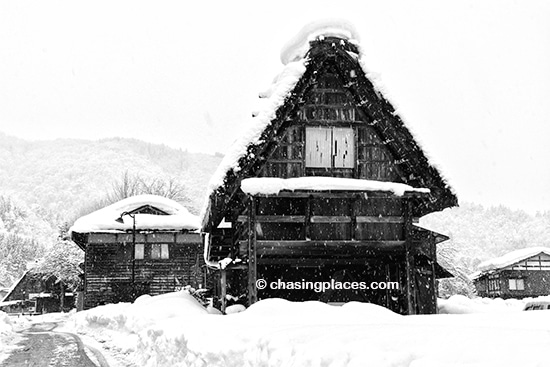 A Gassho Style home fighting the heavy snowfall in Shirakawa-go, Japan