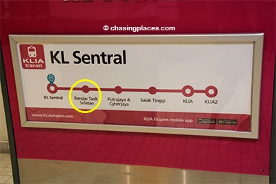 Bandar Tasik Selatan is the first stop from KL Sentral on KLIA Transit