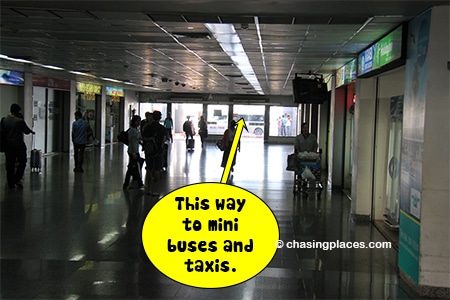 Exit Krabi Airport to get to the mini buses and taxis