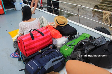 The ferry crew will ask you to place your larger bags on top of the ferry