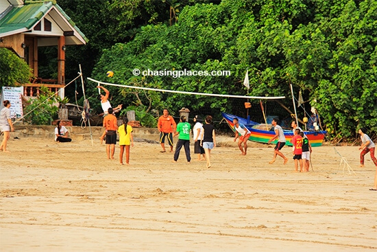 Some locals playing their daily volleyball games