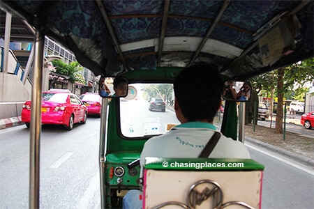 Take a Tuk Tuk to Ratchathewi Station in order to catch the Skytrain to Chatuchack Market