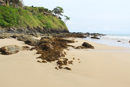 The rocky headlands protecting Kantiang Bay