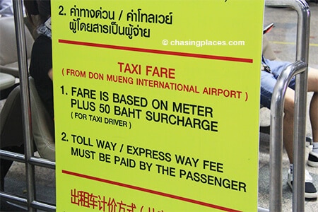 Be prepared to have enough Baht to pay for the meter price plus 50 Baht and toll charges