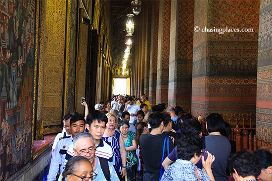 Expect lots of people at Wat Pho. This was taken during low season