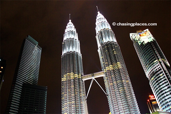The Petronas Towers glow marvelously at night