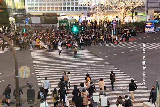 The crowd entering the intersection