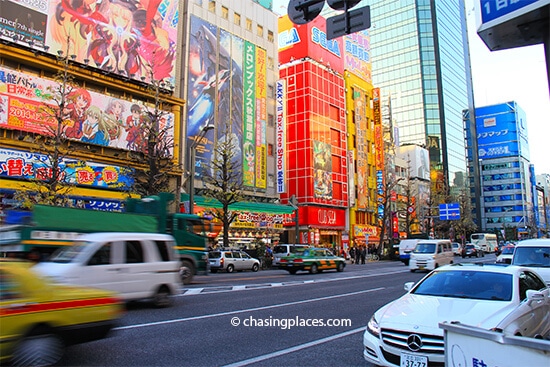 Akihabara is full of vibrant colours making it a great place for a stroll while in Tokyo