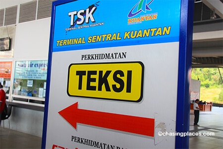 After your bus arrives at Sentral Kuantan Station then you will have a choice to take a taxi into the city.
