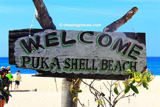 The sign says it all. Puka Beach, Boracay