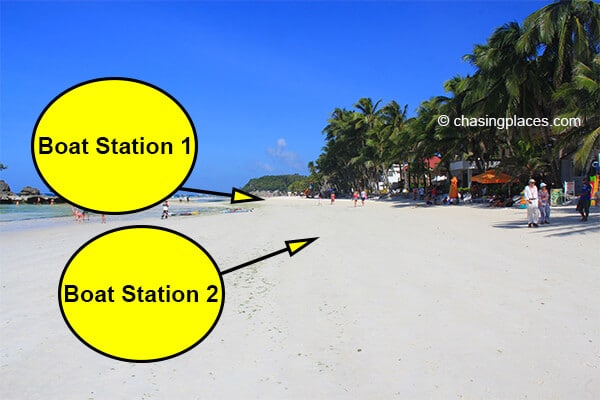 Boat Station 1 is the farthest portion of White Beach in relation to the pier.