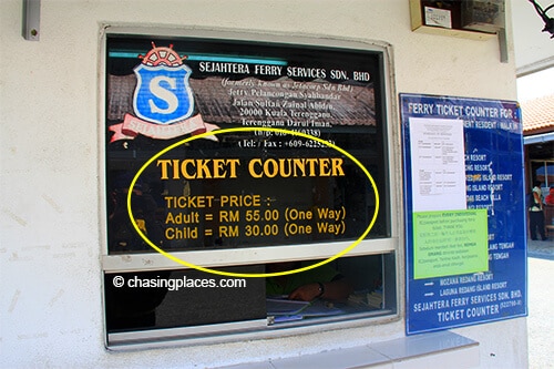 Expect to pay 55 RM per way to take the ferry to Pulau Redang