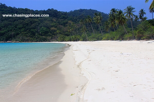 The isolated, beautiful beach near our resort on Pulau Redang
