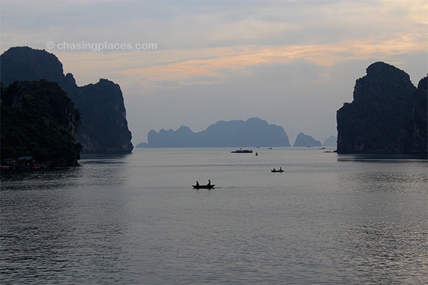 Locals in the distance as the sun fades away