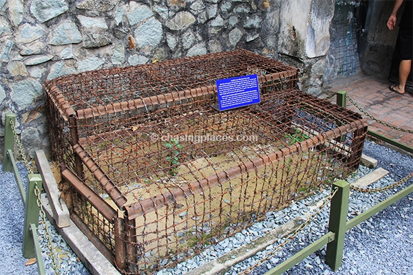 Tiiger cages used to hold POW at the War Remnants Museum