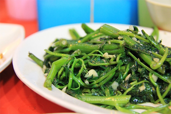 Freshly cooked Kangkung