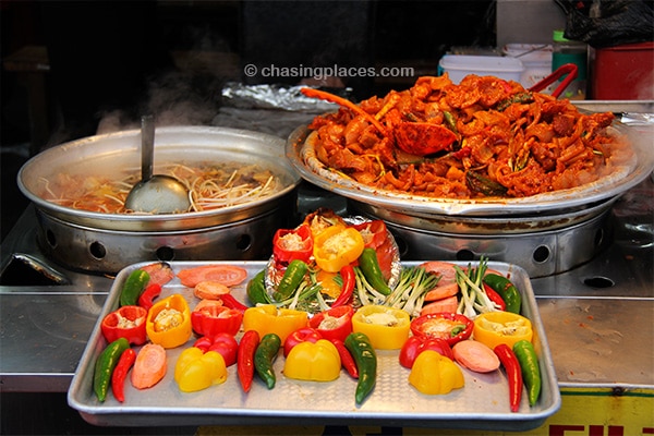 The selection of food displayed at street markets in Southeast Asia is remarkable