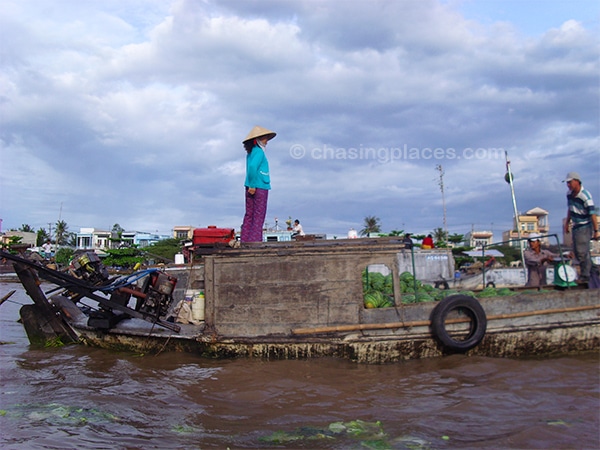 Navigating the Mekong with plenty of watermelons