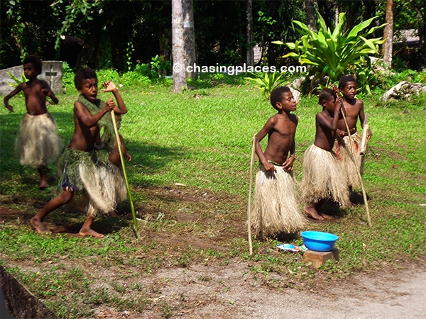 A warm welcome on Isle of Pines from the young locals.