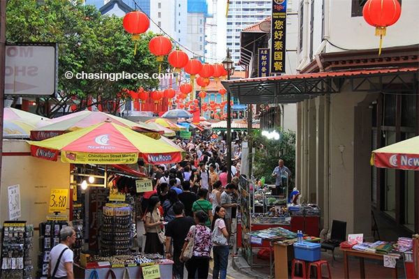 Bustling Chinatown in the late afternoon.