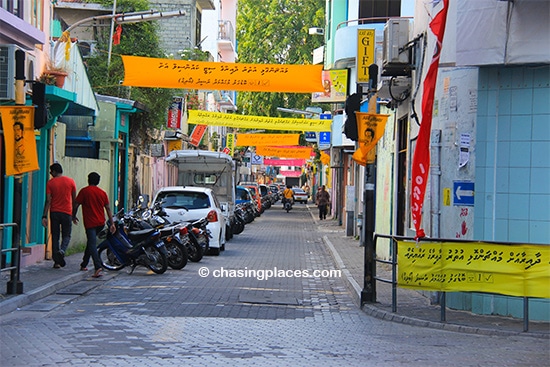 A narrow street in the Maldivian capital