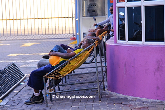 It's common to see locals sitting on locally made mesh chairs along the road