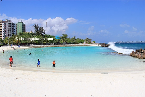 Male's artificial beach is surprisingly nice and very accessible