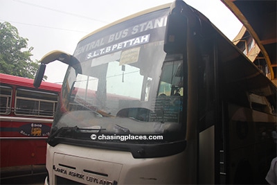 The bus at Colombo Station, waiting to go to the airport