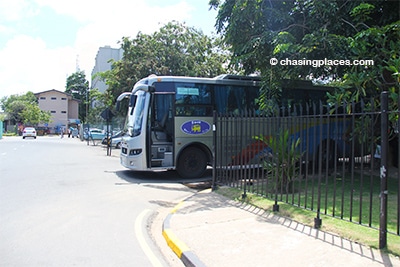 The bus waiting for passengers at the airport