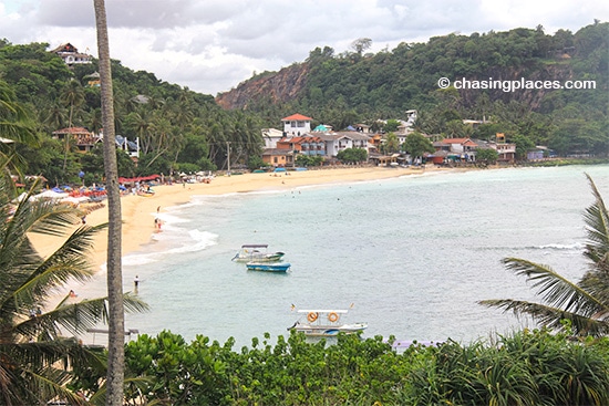 Unawatuna Beach, through the trees