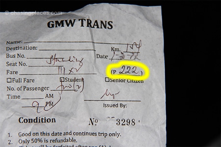 The bus fare from Laoag to Pagudpud was 222 peso at the time of travel. Expect it to be similar when you go