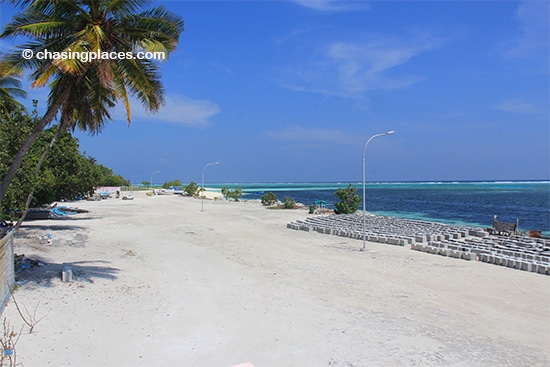 A glimpse of the northeastern shoreline of Maafushi Island