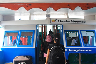 Boarding the ferry to Villingili