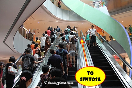 Continue up the escalators if you want to reach the Sentosa Express Monorail