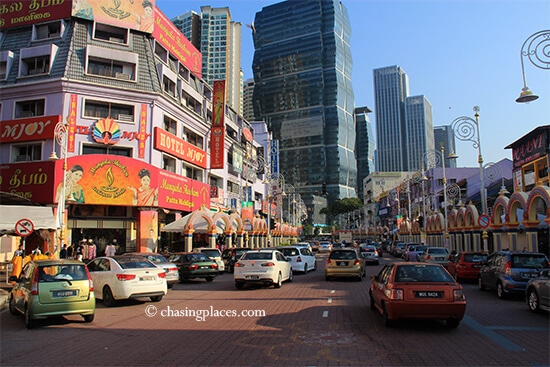 Modernity versus tradtional ideals.-Little India, Kuala Lumpur
