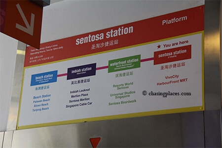 The stops from Sentosa Station to reach the Island