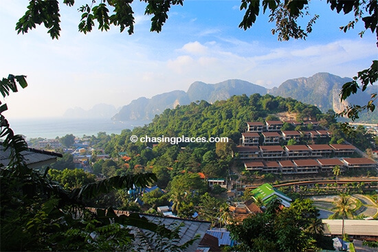 Koh Phi Phi has some hillside resorts which offer excellent views