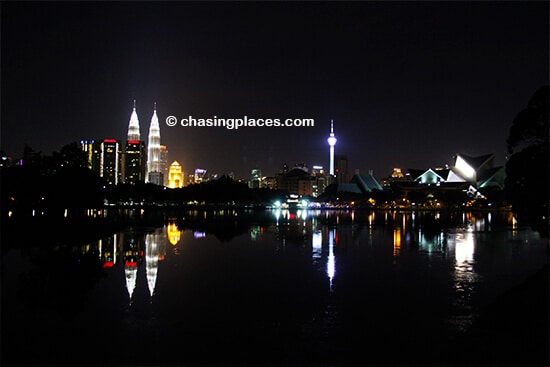 Kuala Lumpur from Lake Titiwangsa at night