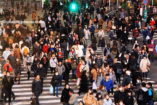 Peak crowds at Shibuya, Toyoko, Japan