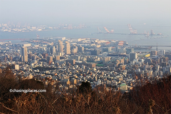 The view of Kobe from the deck outside the Glass House