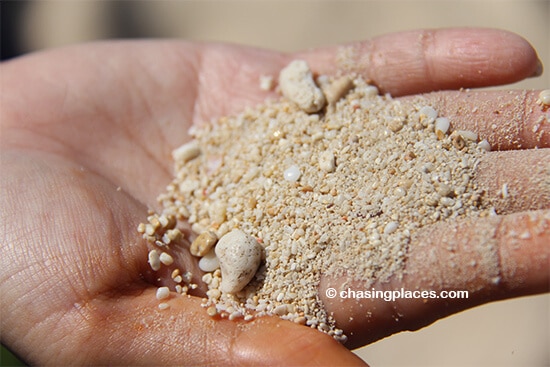 The mixture of soft shells and sand. Puka Shell Beach, Boracay